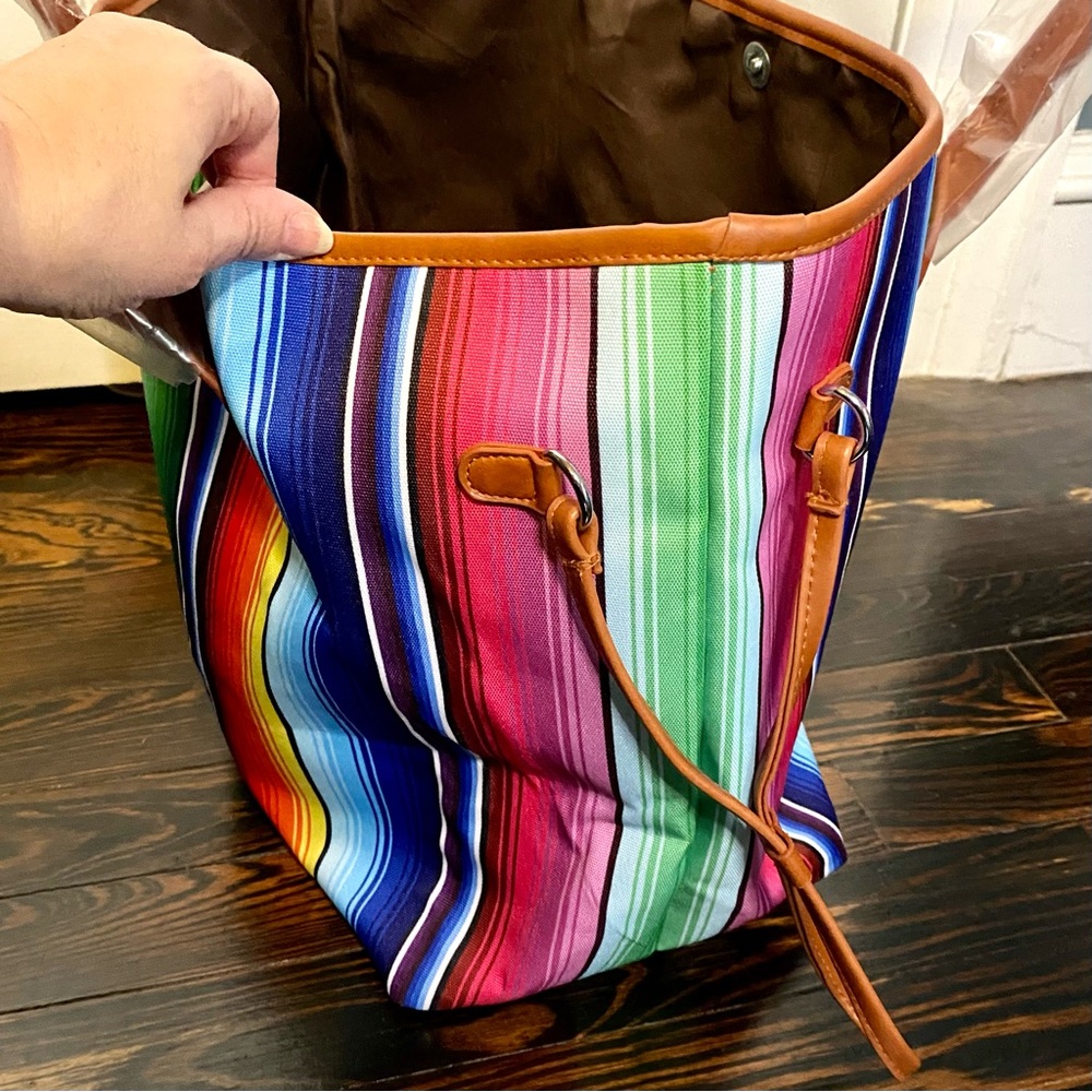 Multi-Color Stripe Travel Tote - Picture 3 of 4